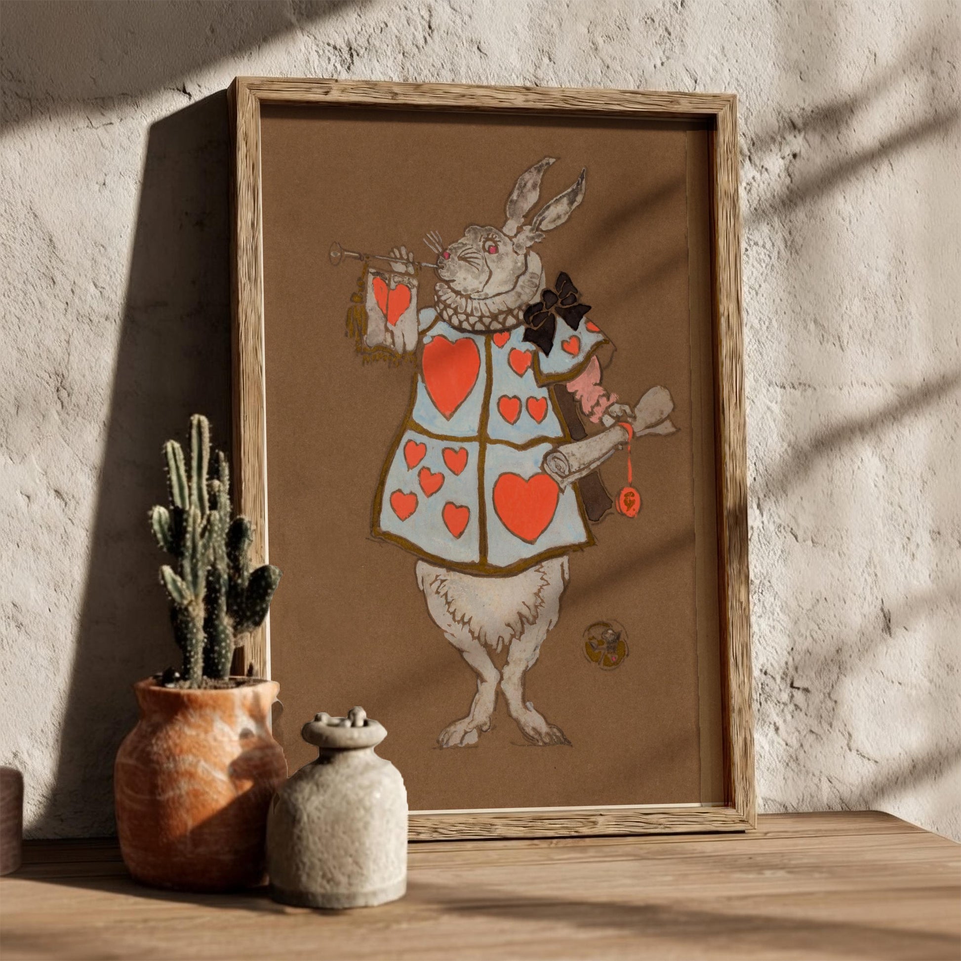 White Rabbit with Herald’s Costume - Modern Minimalist Henderson-Inspired Art
