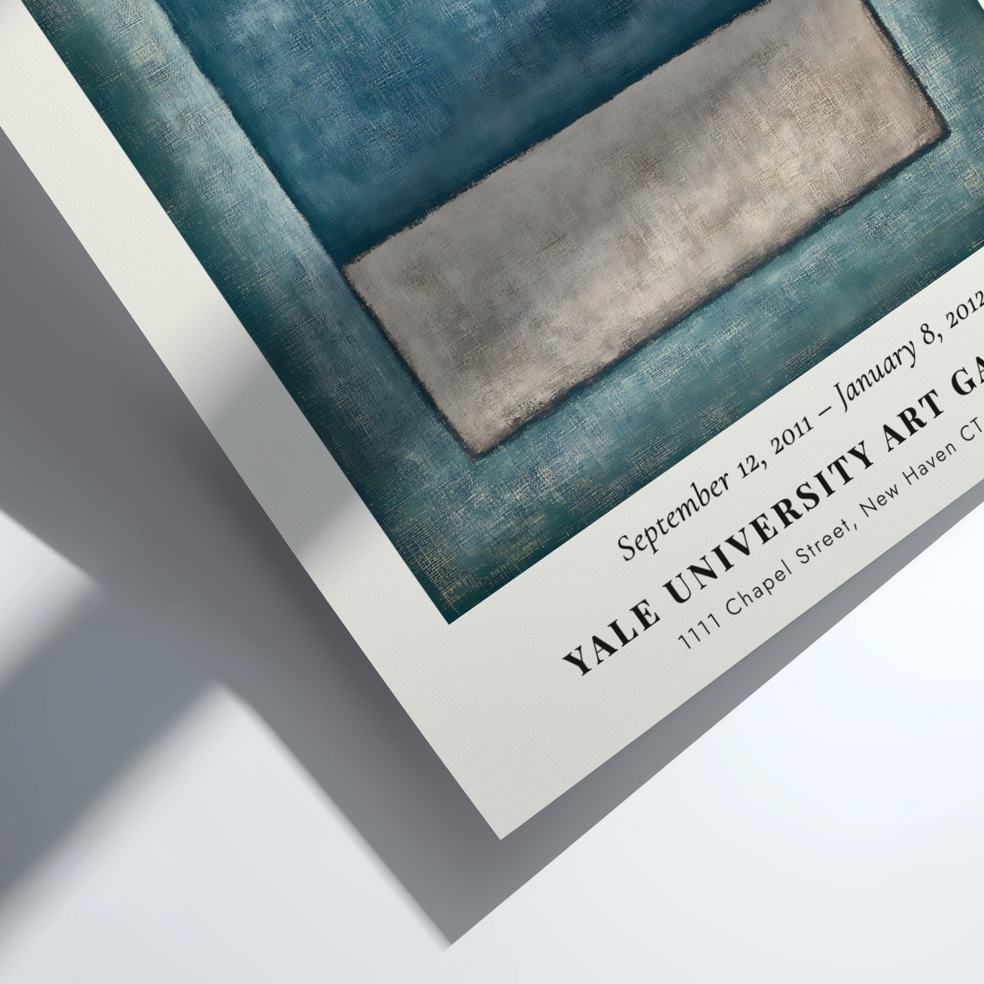 Wall art poster of Mark Rothko White Center featuring blue and grey rectangles.