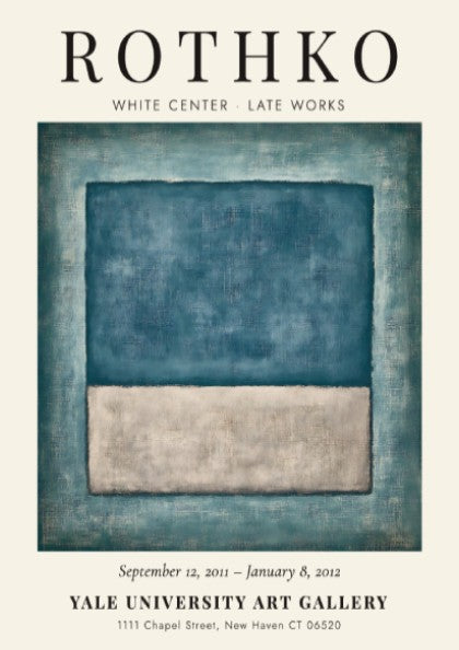 Wall art poster of Mark Rothko White Center featuring blue and grey rectangles.