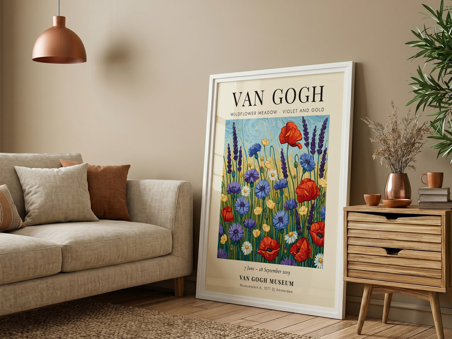 Wildflower meadow poster featuring vibrant colors inspired by Van Gogh's artwork