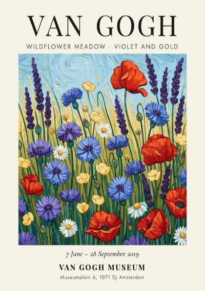 Wildflower meadow poster featuring vibrant colors inspired by Van Gogh's artwork