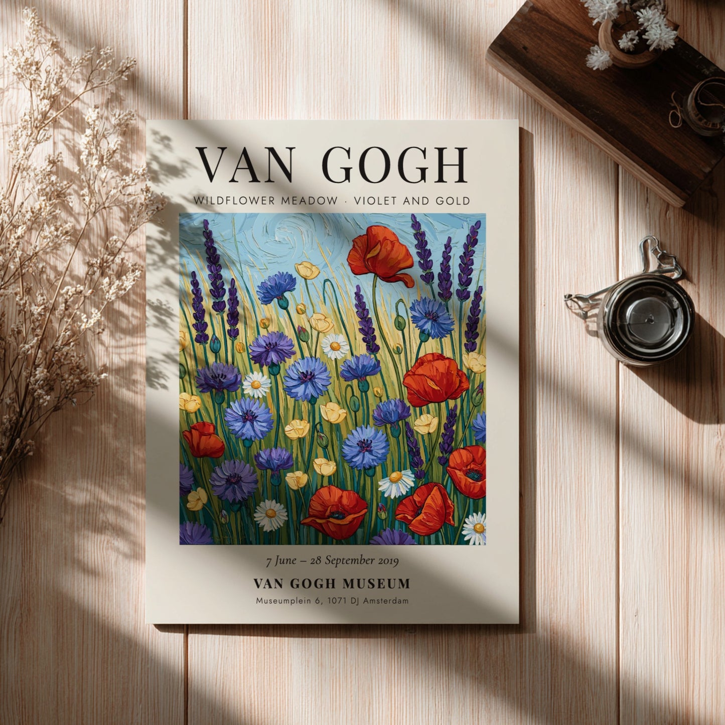 Wildflower meadow poster featuring vibrant colors inspired by Van Gogh's artwork