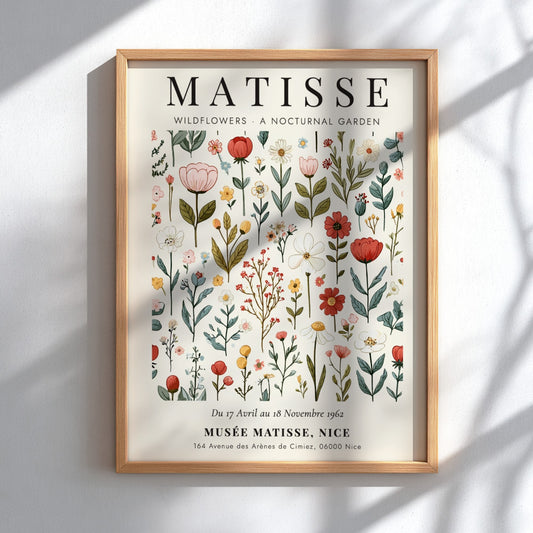 Henri Matisse wildflowers poster featuring colorful floral designs in a vibrant and playful style