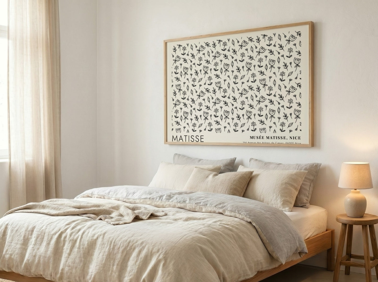 Henri Matisse poster featuring wildflowers in a monochromatic style