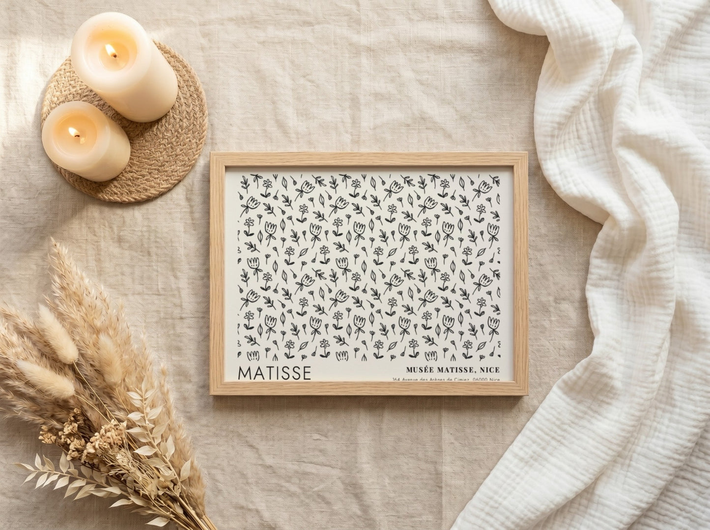 Henri Matisse poster featuring wildflowers in a monochromatic style