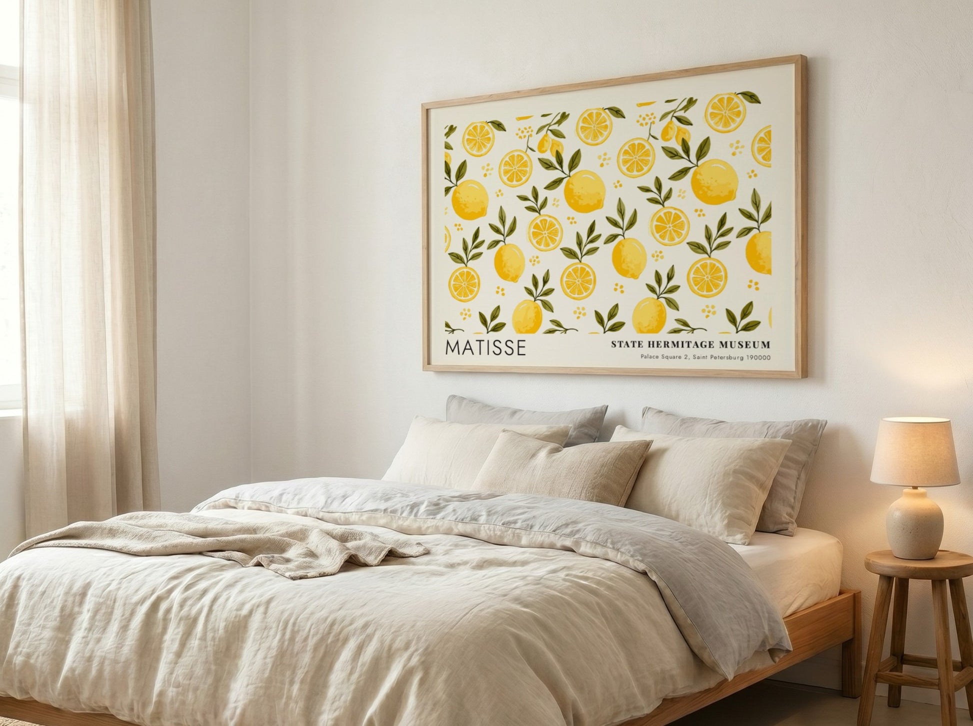 Wildflowers in Autumn Warmth poster featuring vibrant yellow and green floral patterns in a Matisse style