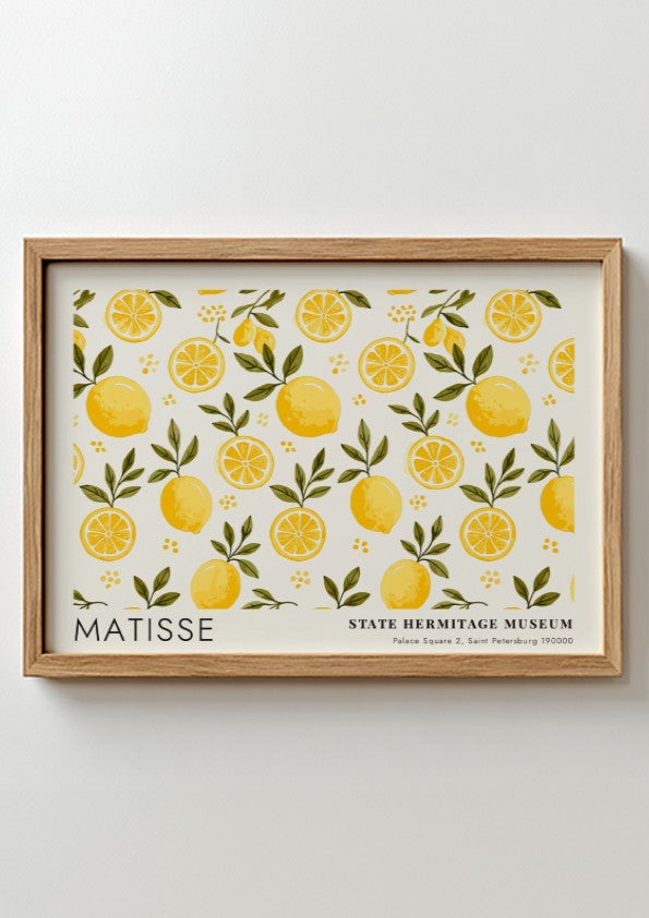 Wildflowers in Autumn Warmth poster featuring vibrant yellow and green floral patterns in a Matisse style