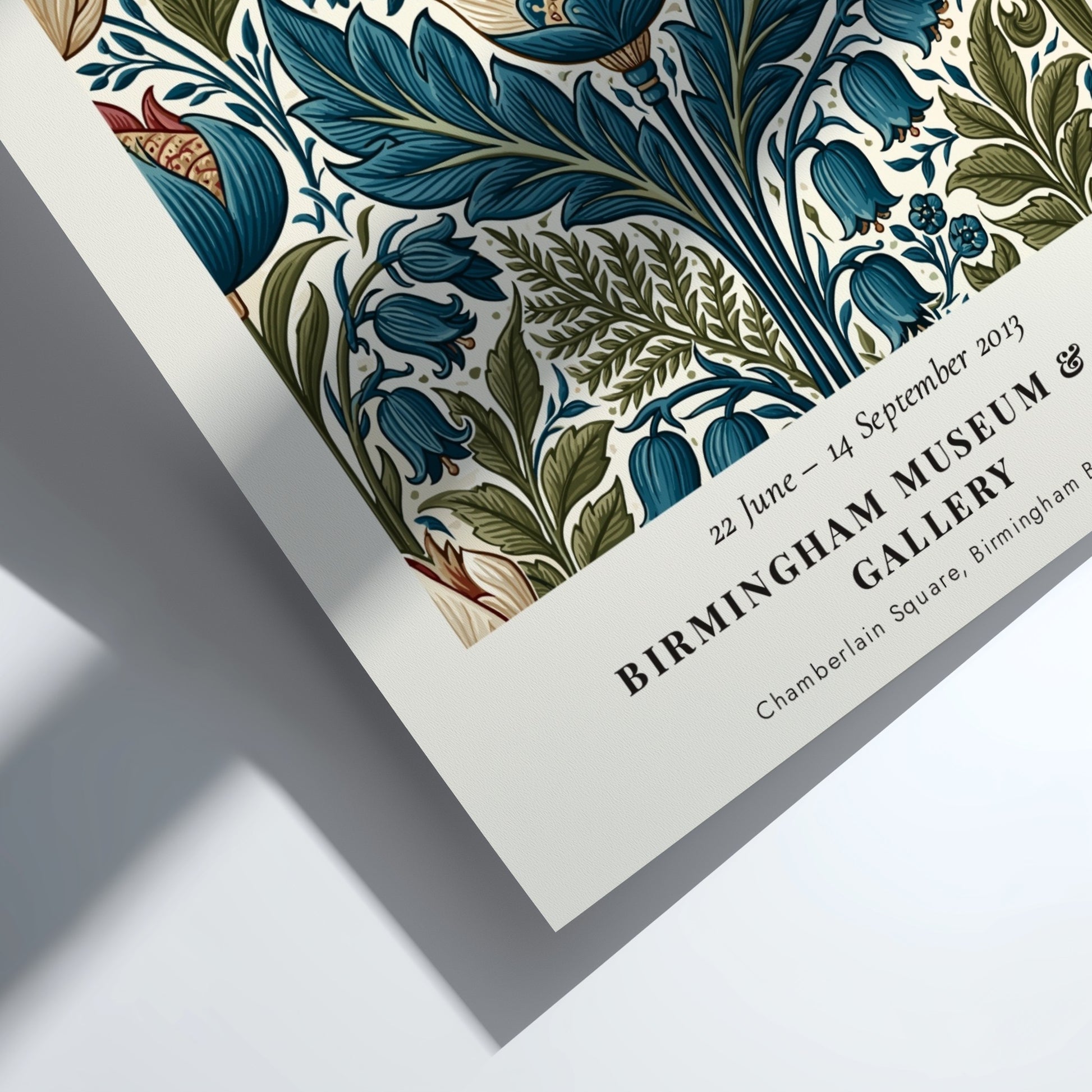 William Morris poster featuring Kelmscott floral design with intricate patterns and rich colors