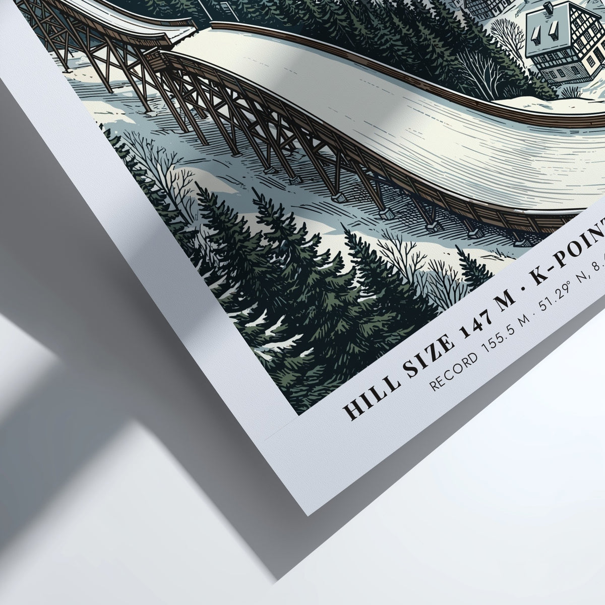 Poster of a ski jumper at the Willingen hill in Hesse Germany winter landscape