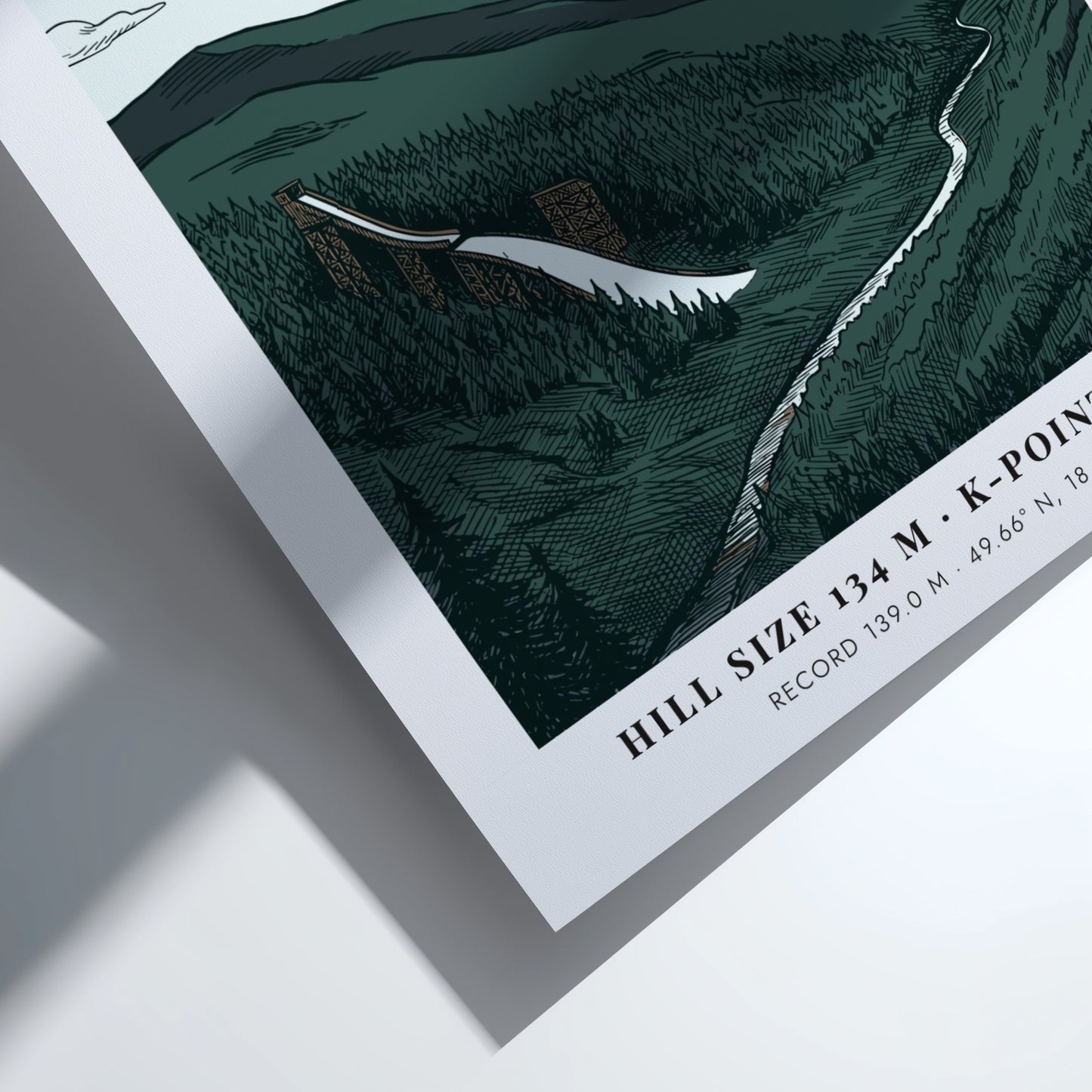 Wisla ski jumping travel poster featuring a jumper over a forested mountain valley