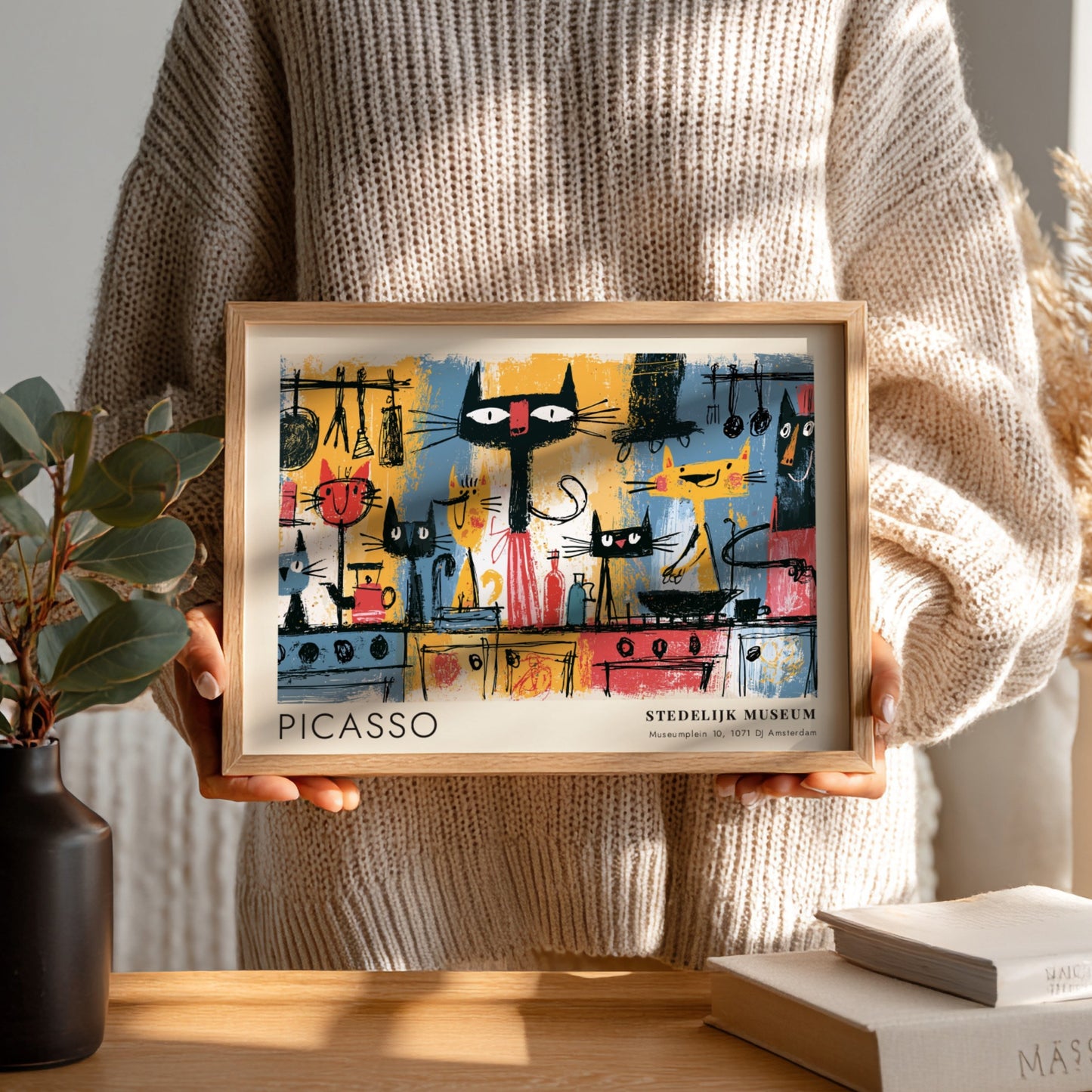 Woman By The Window poster featuring vibrant colors and abstract style by Pablo Picasso