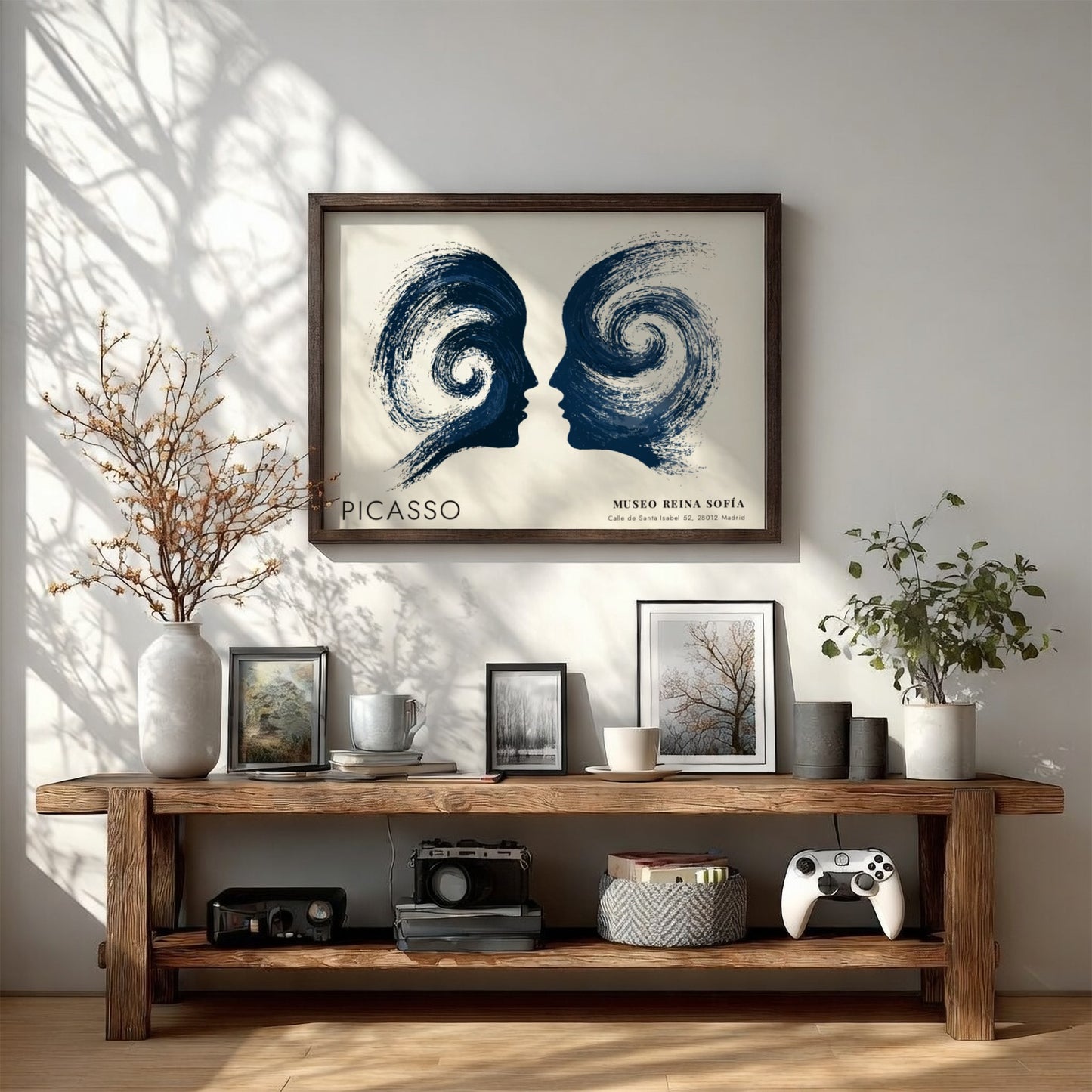 Pablo Picasso poster featuring abstract design of a woman with flowers in vibrant colors