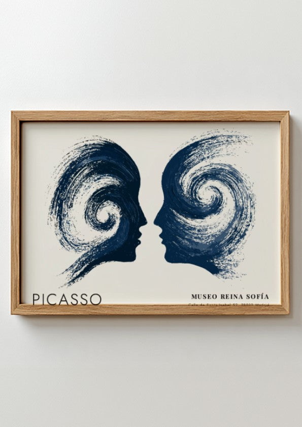 Pablo Picasso poster featuring abstract design of a woman with flowers in vibrant colors