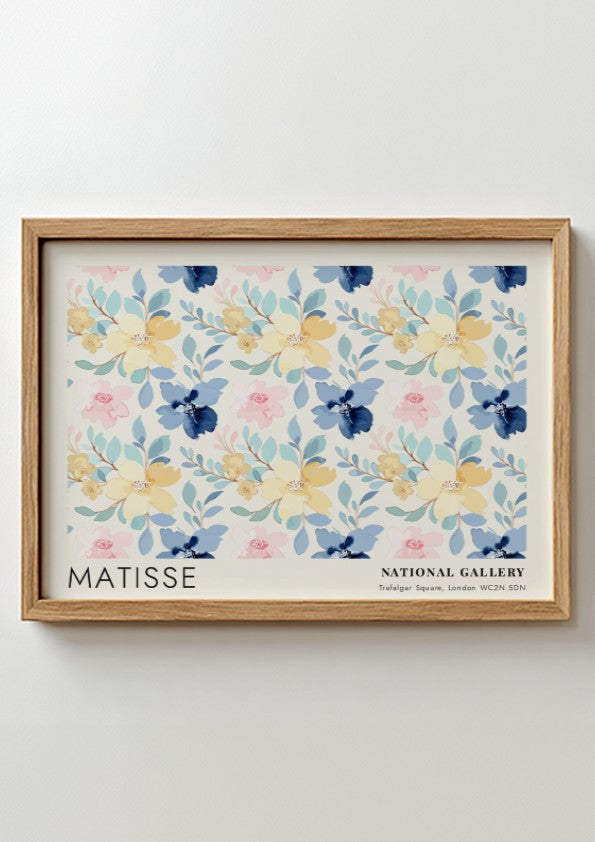 Woman in Yellow Robe poster featuring floral patterns in pastel colors by Matisse