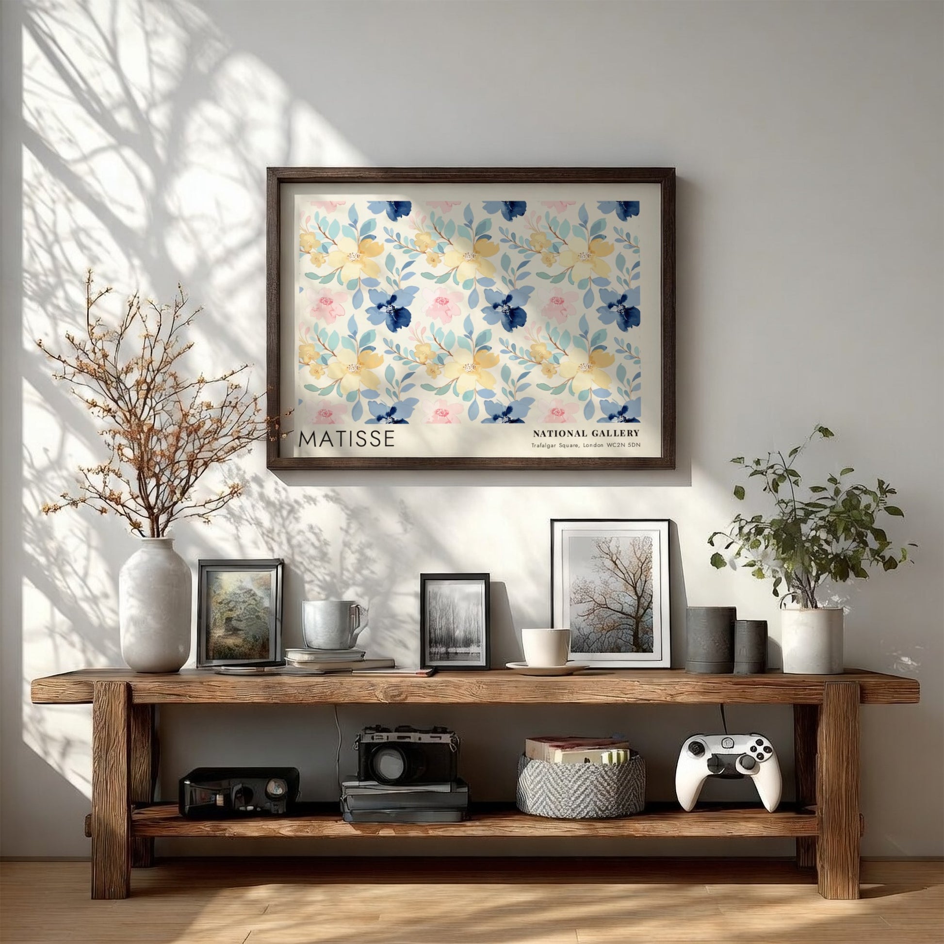 Woman in Yellow Robe poster featuring floral patterns in pastel colors by Matisse