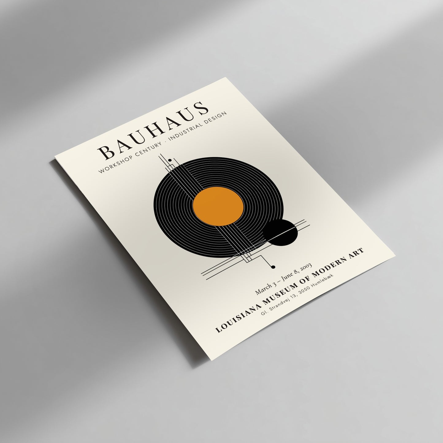 Bauhaus poster showcasing industrial design with geometric shapes and vibrant colors