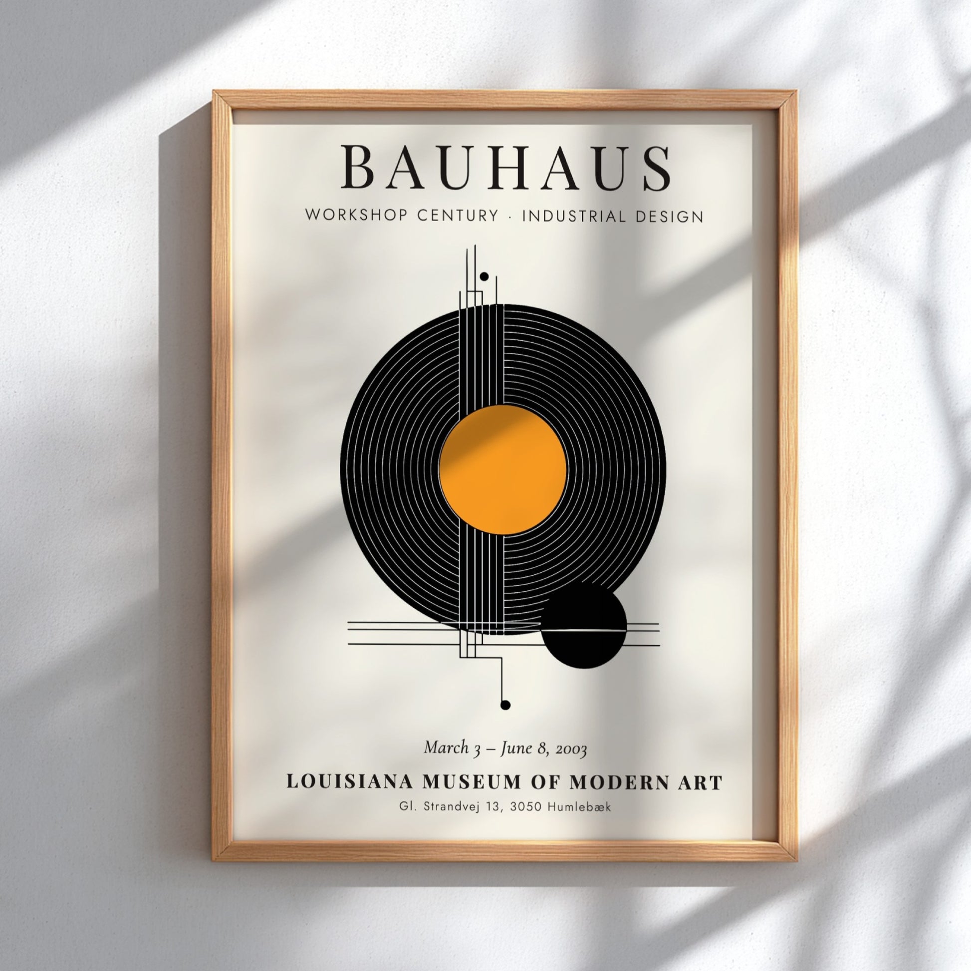 Bauhaus poster showcasing industrial design with geometric shapes and vibrant colors