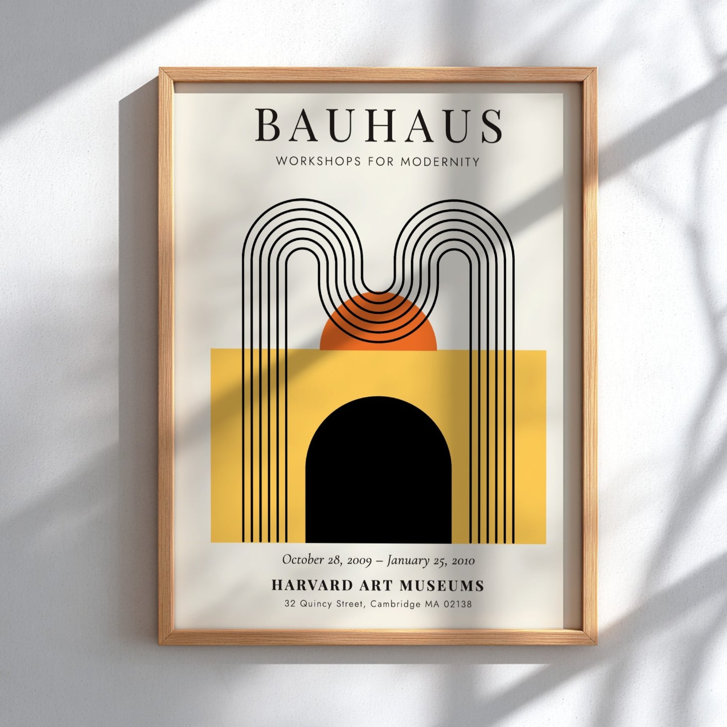 Bauhaus poster featuring geometric shapes in warm colors, modernist design art print