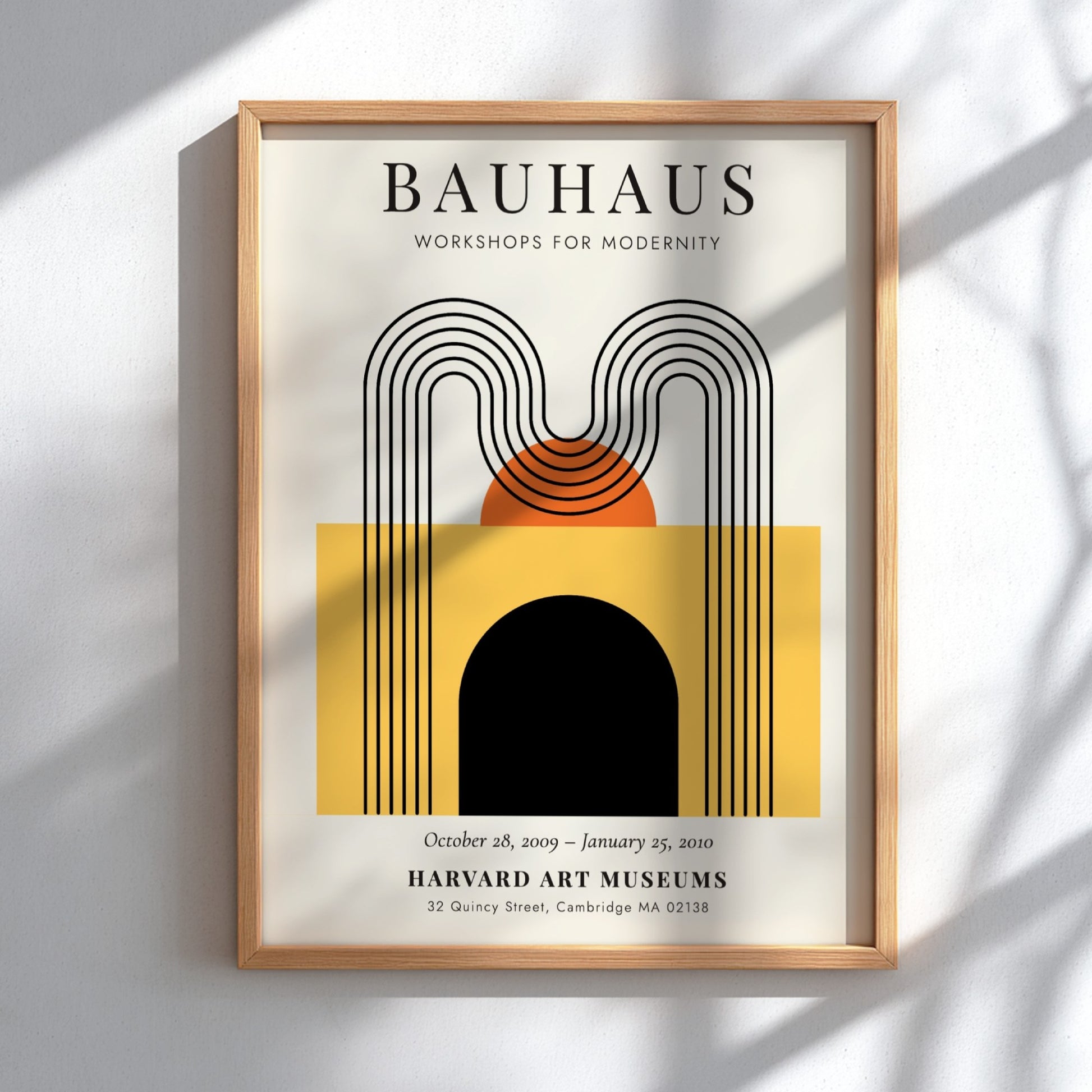 Bauhaus poster featuring geometric shapes in warm colors, modernist design art print