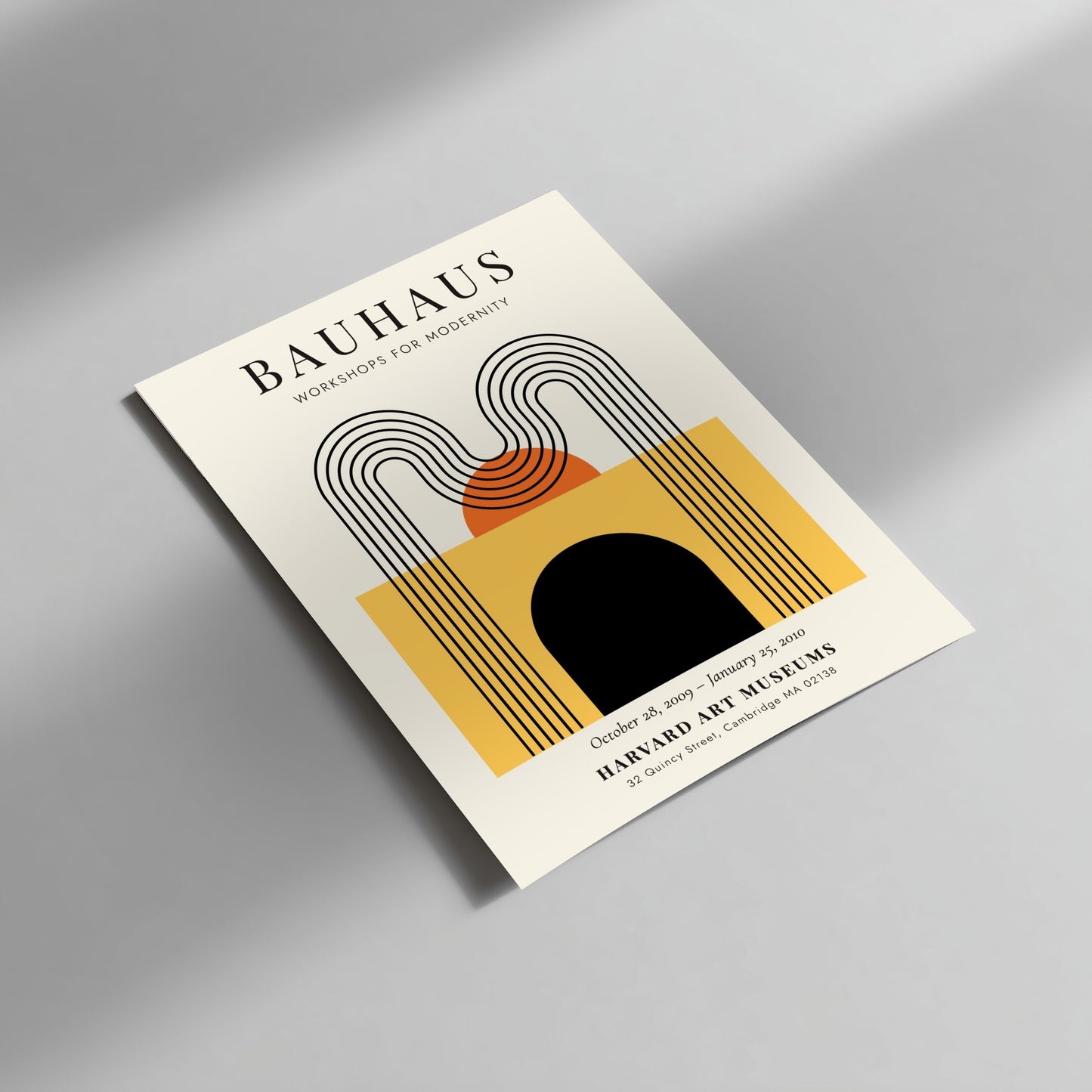 Bauhaus poster featuring geometric shapes in warm colors, modernist design art print
