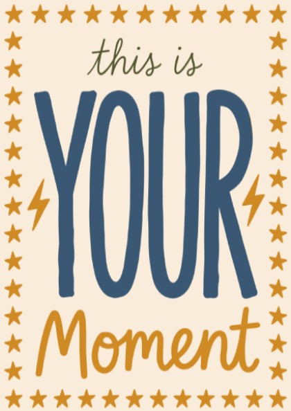 Kids room poster featuring playful typography in warm colors with stars and lightning bolts, perfect for