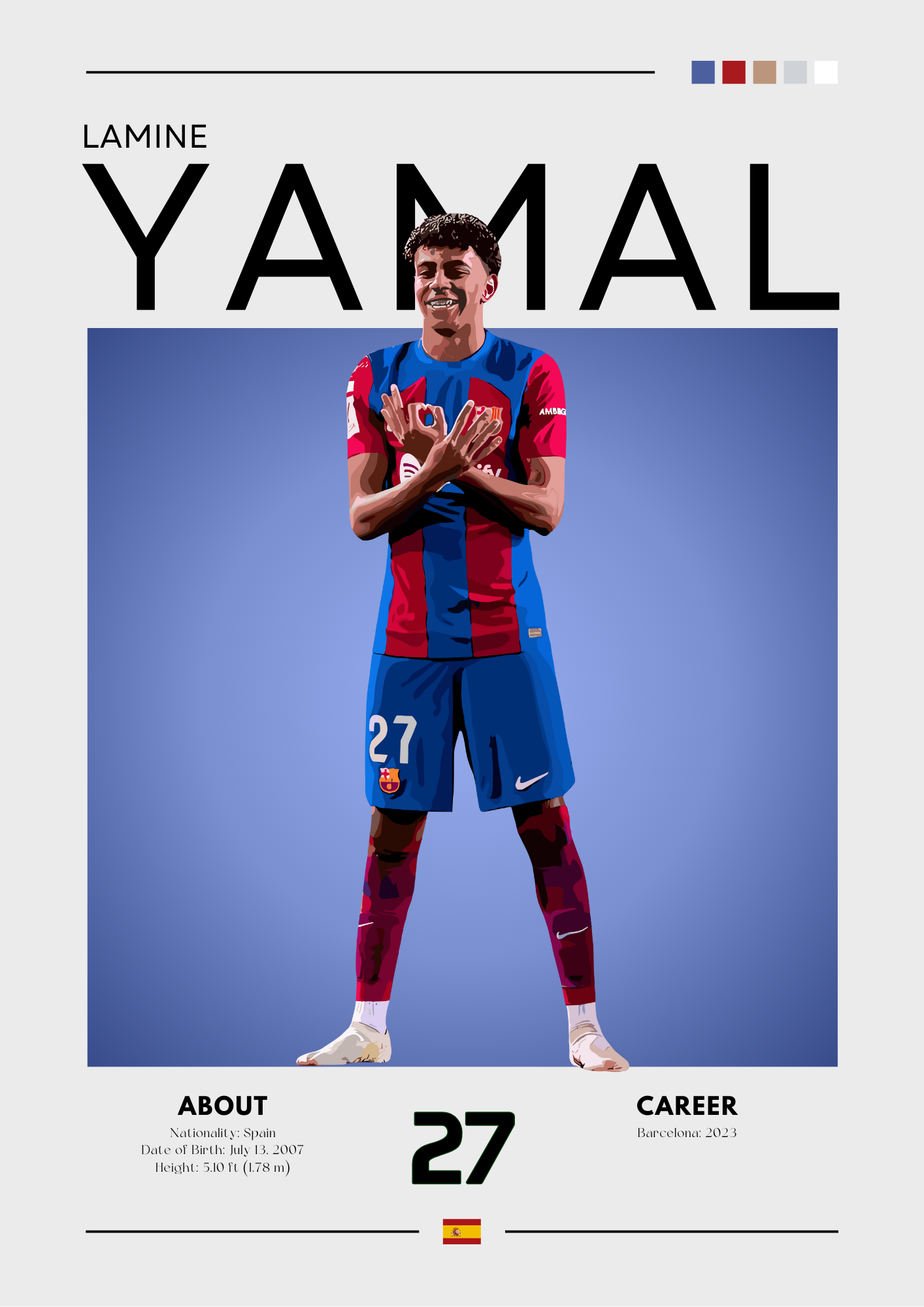 Person wearing a sports uniform with 'Lamine Yamal' displayed above