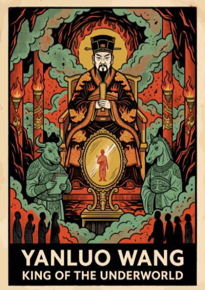Poster featuring Yanluo Wang as King of the Underworld with traditional mythological guardians