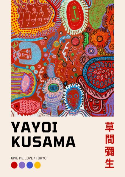 Give Me Love: Tokyo - Modern Minimalist Yayoi Kusama-Inspired Wall Art