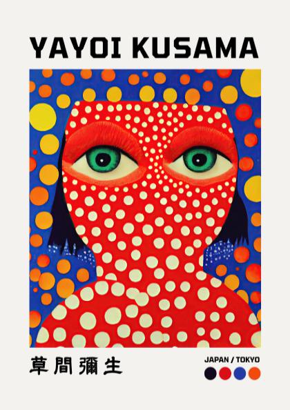 Japan, Tokyo: Kusama Inspired - Modern Minimalist Cityscape Wall Art