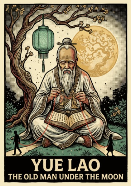 Poster of Yue Lao the Old Man Under the Moon holding red strings