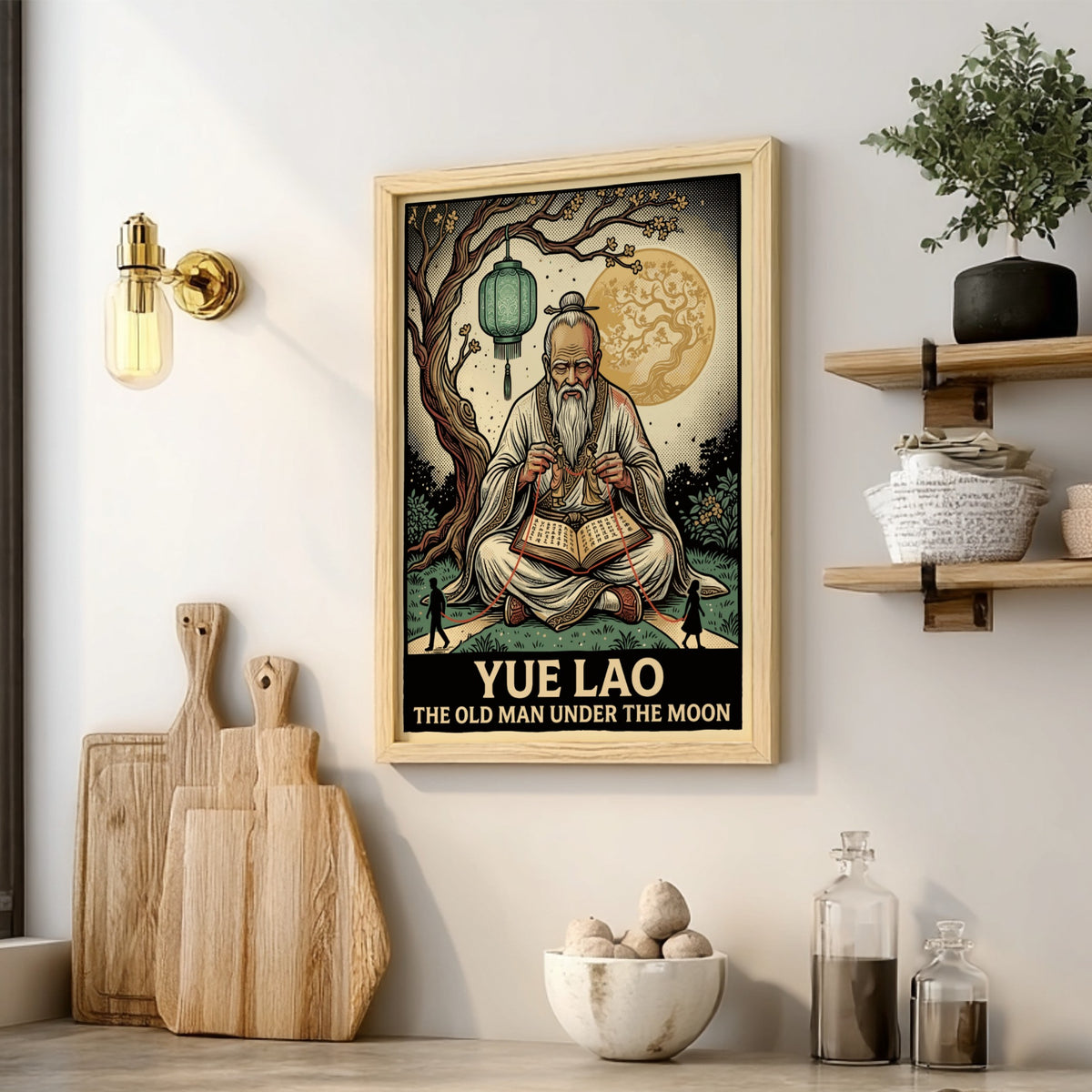 Poster of Yue Lao the Old Man Under the Moon holding red strings