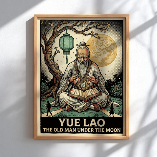 Poster of Yue Lao the Old Man Under the Moon holding red strings