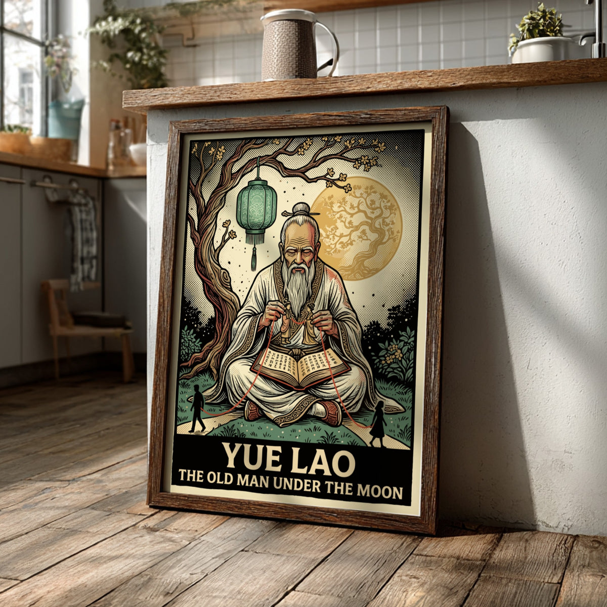 Poster of Yue Lao the Old Man Under the Moon holding red strings