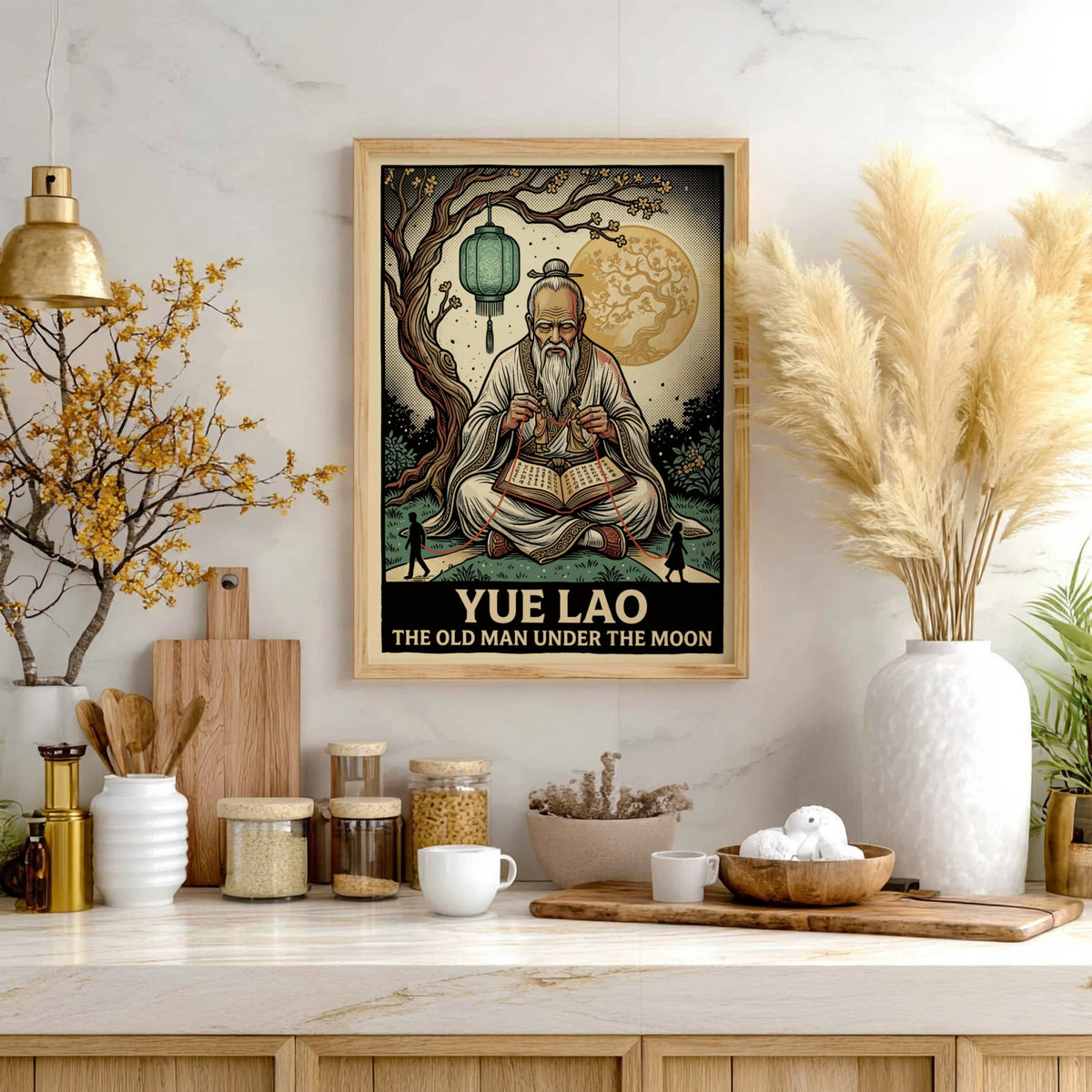 Poster of Yue Lao the Old Man Under the Moon holding red strings