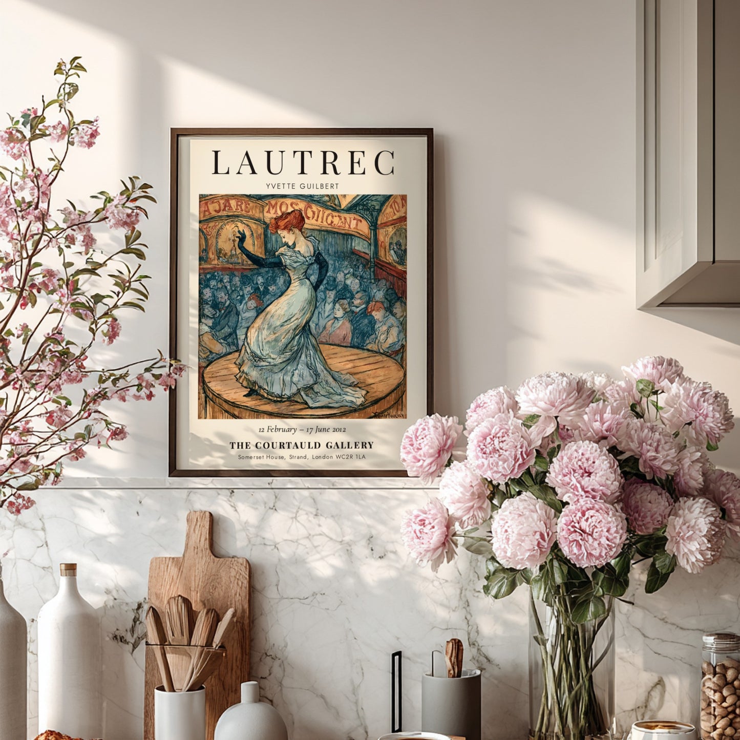 Yvette Guilbert poster featuring Toulouse-Lautrec style with vibrant colors and expressive lines
