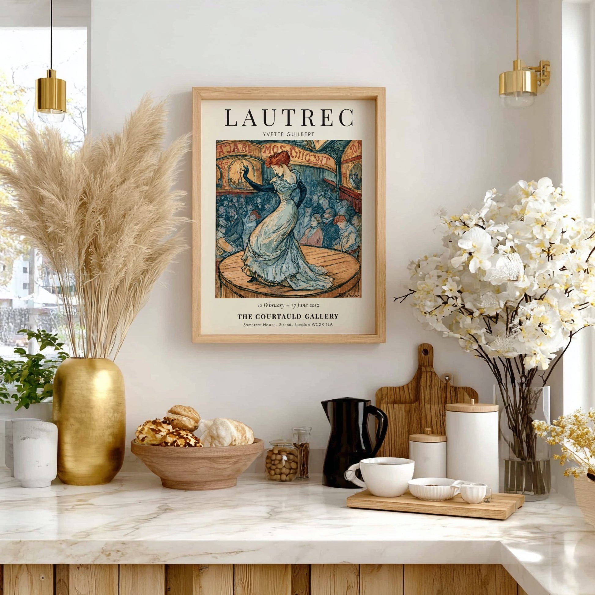 Yvette Guilbert poster featuring Toulouse-Lautrec style with vibrant colors and expressive lines