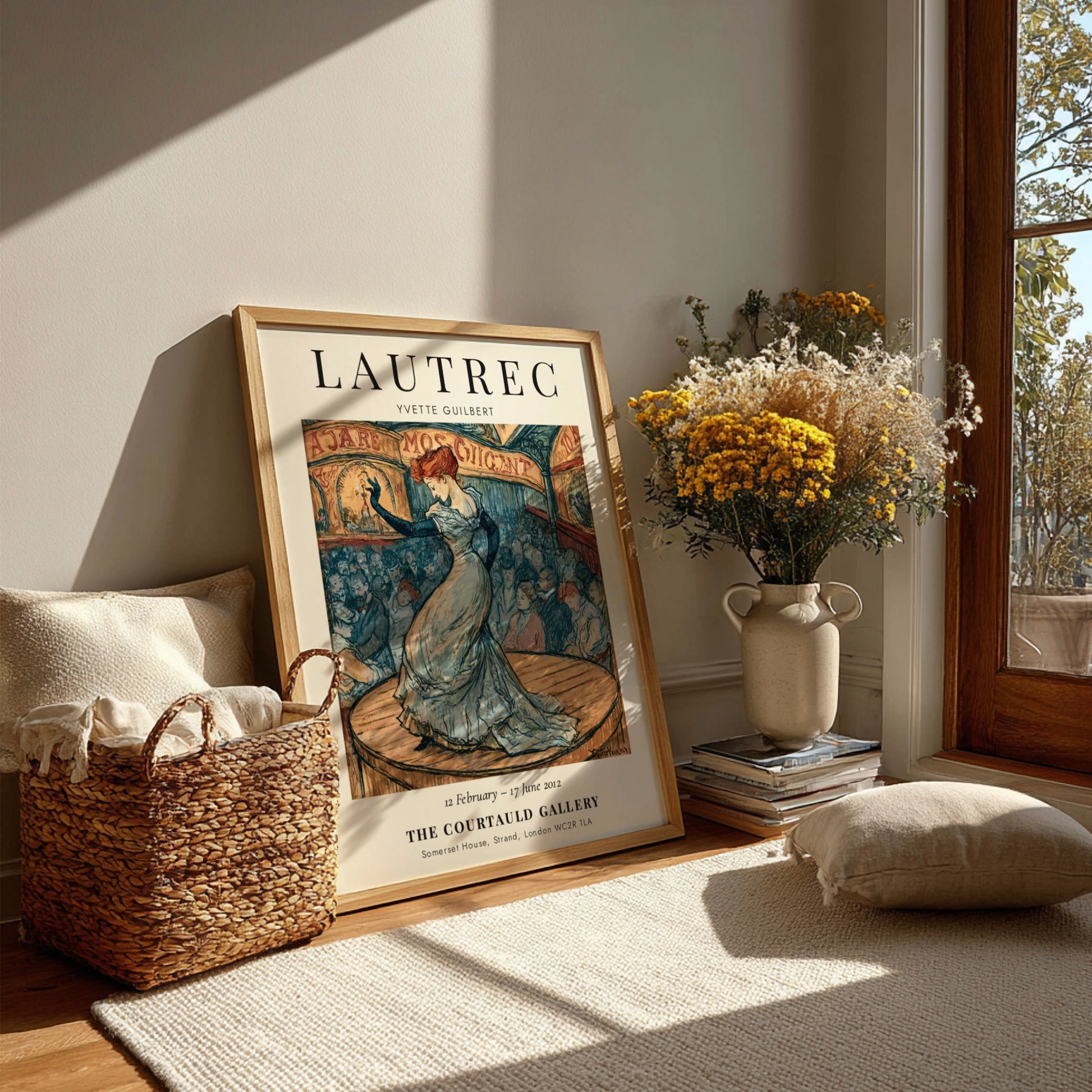 Yvette Guilbert poster featuring Toulouse-Lautrec style with vibrant colors and expressive lines