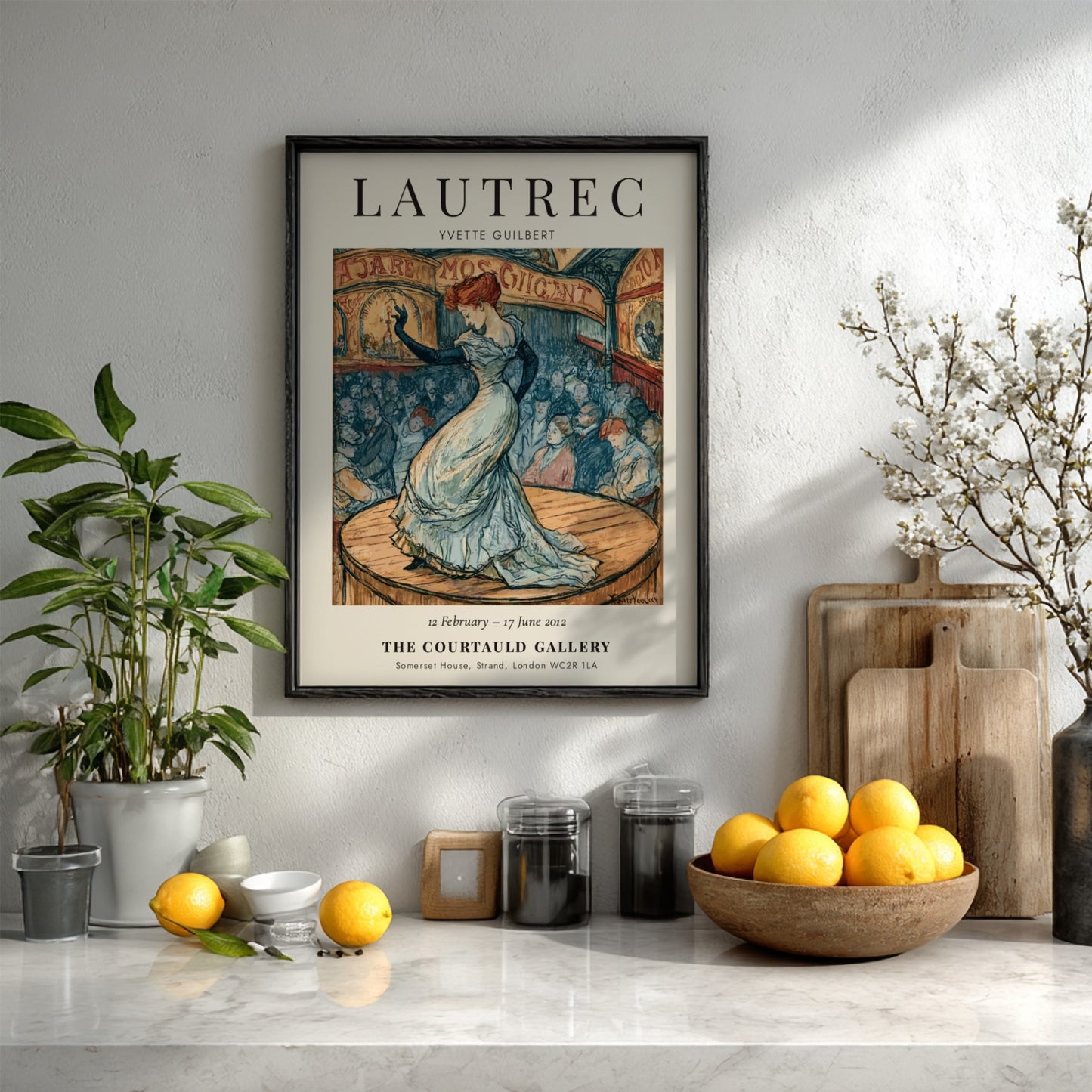 Yvette Guilbert poster featuring Toulouse-Lautrec style with vibrant colors and expressive lines