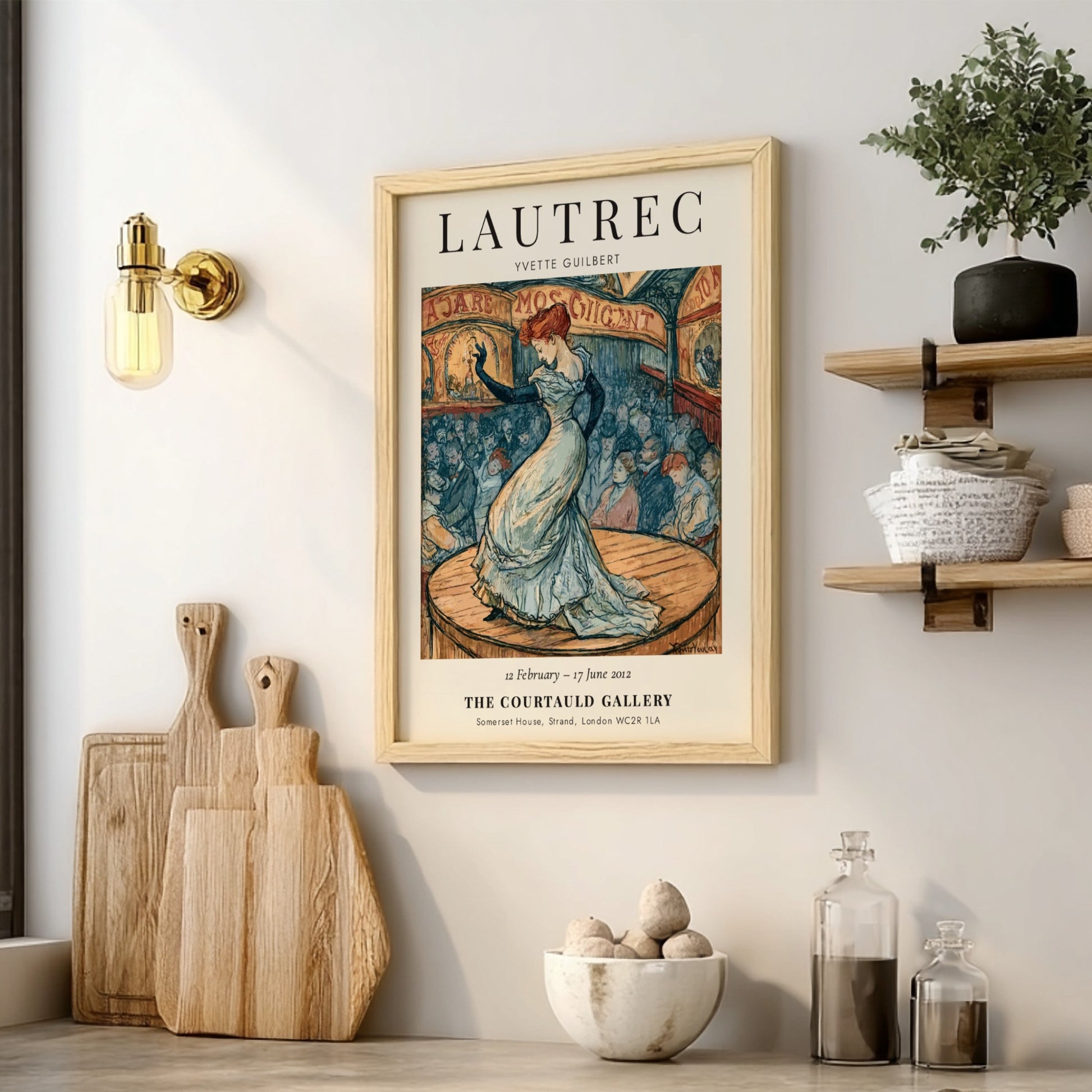 Yvette Guilbert poster featuring Toulouse-Lautrec style with vibrant colors and expressive lines