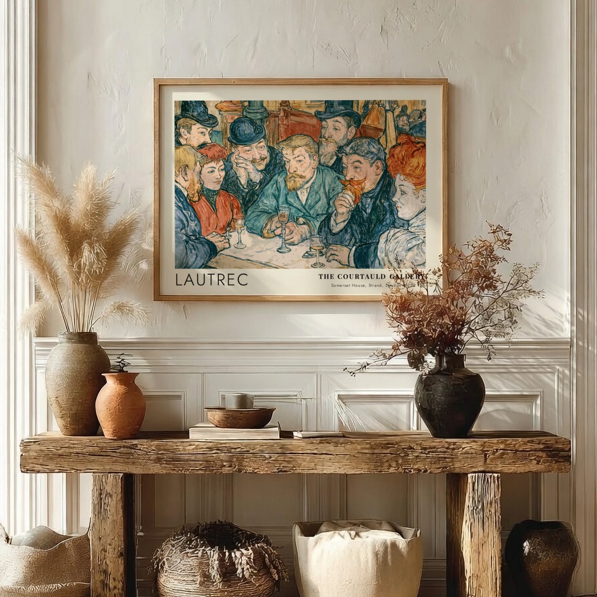 Wall art poster featuring a vintage Parisian cafe scene by Lautrec at Courtauld Gallery.