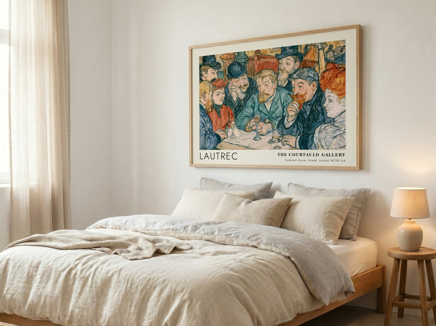 Wall art poster featuring a vintage Parisian cafe scene by Lautrec at Courtauld Gallery.