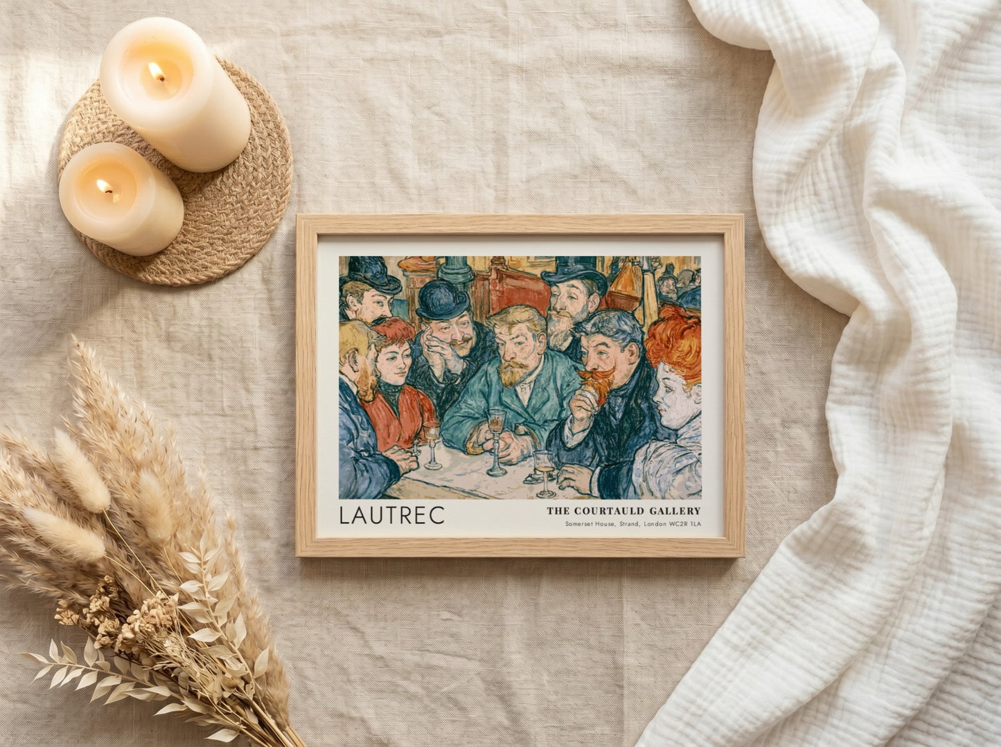 Wall art poster featuring a vintage Parisian cafe scene by Lautrec at Courtauld Gallery.