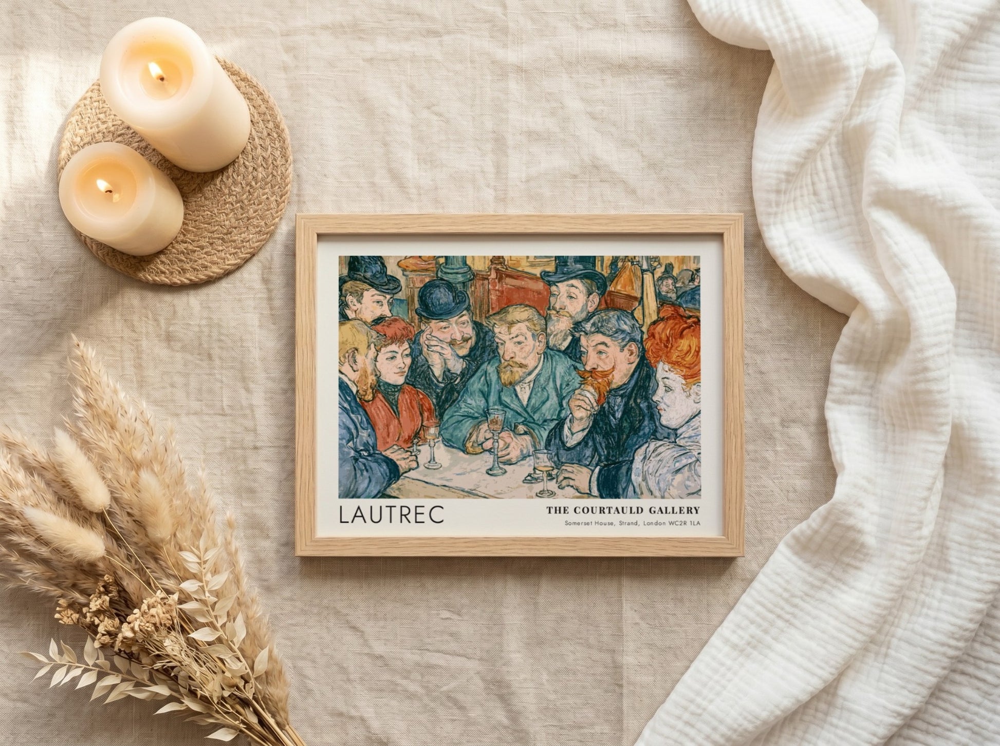 Wall art poster featuring a vintage Parisian cafe scene by Lautrec at Courtauld Gallery.