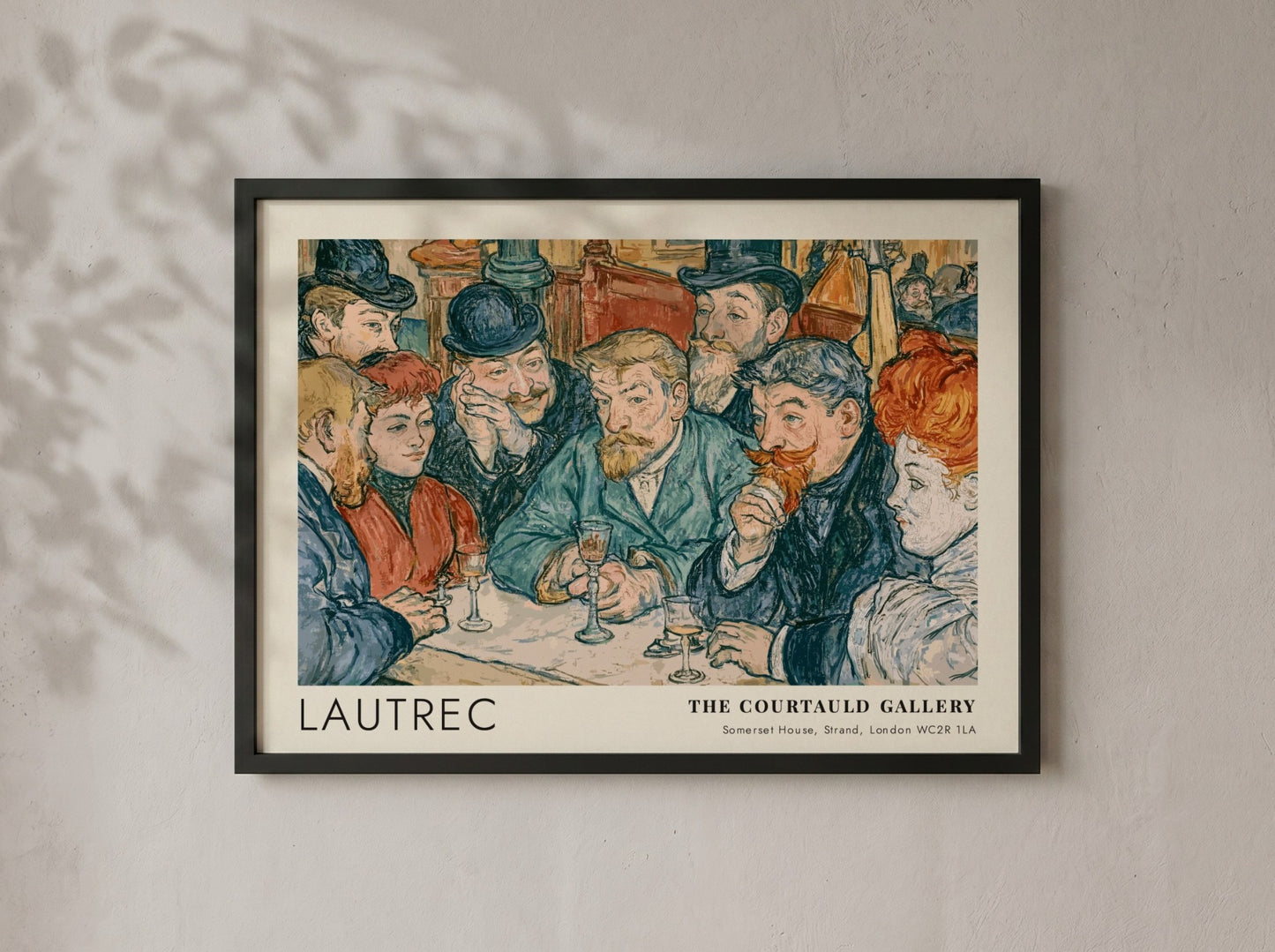 Wall art poster featuring a vintage Parisian cafe scene by Lautrec at Courtauld Gallery.