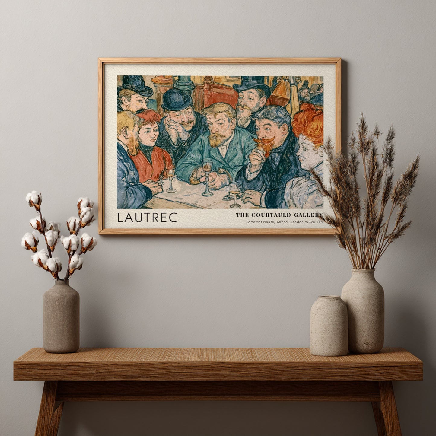 Wall art poster featuring a vintage Parisian cafe scene by Lautrec at Courtauld Gallery.