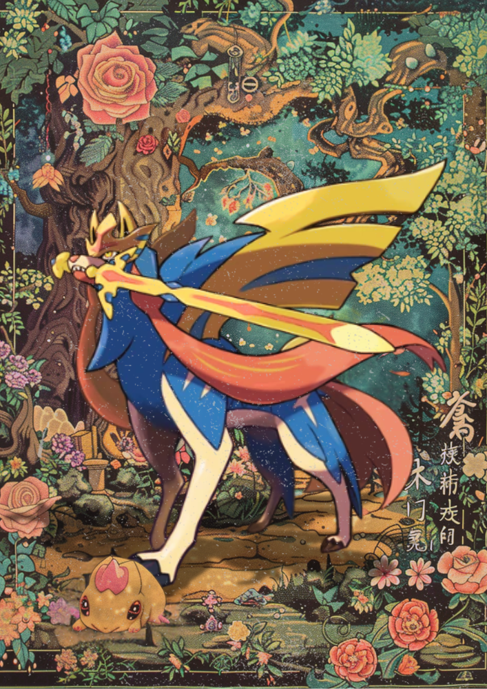 Zacian Print: Japanese Style Legendary Pokemon Inspired Anime Artwork, Pokemon TCG Zacian