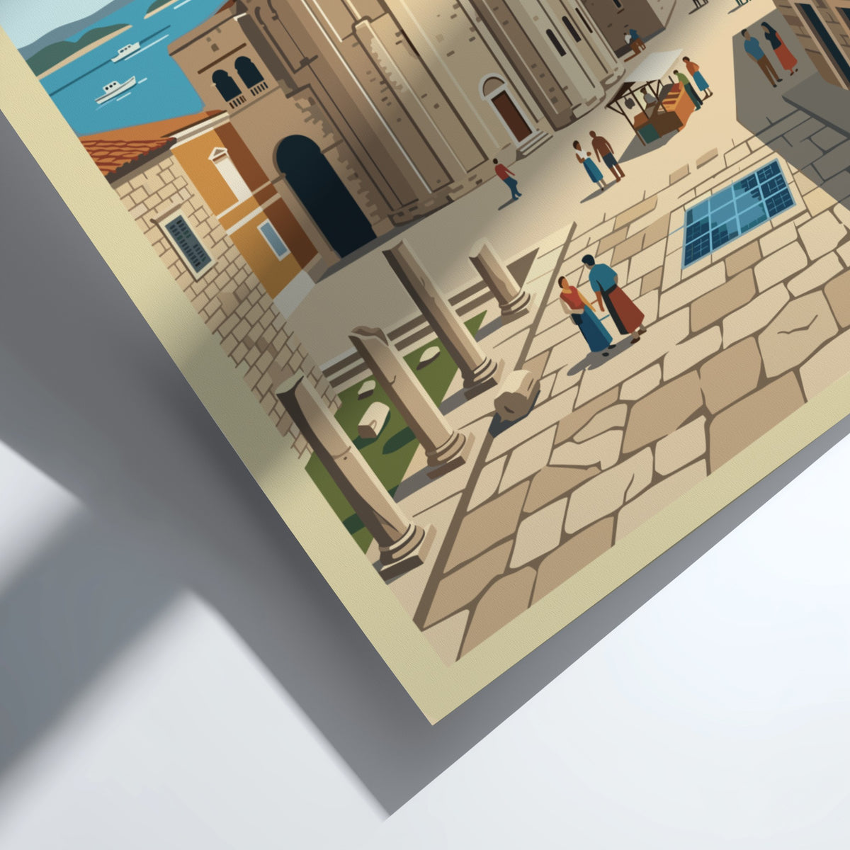 Poster of Zadar Croatia featuring an ancient church and bell tower under sky.