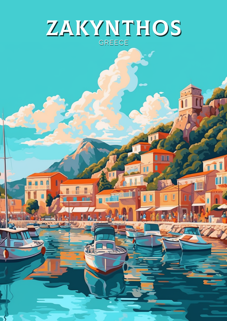 Europe ZAKYNTHOS TRAVEL WALL ART - GREECE POSTER