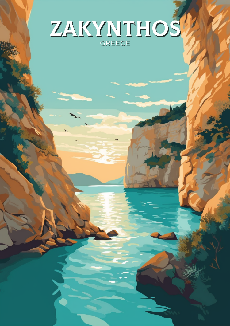 Europe ZAKYNTHOS TRAVEL POSTER - GREECE ARTWORK