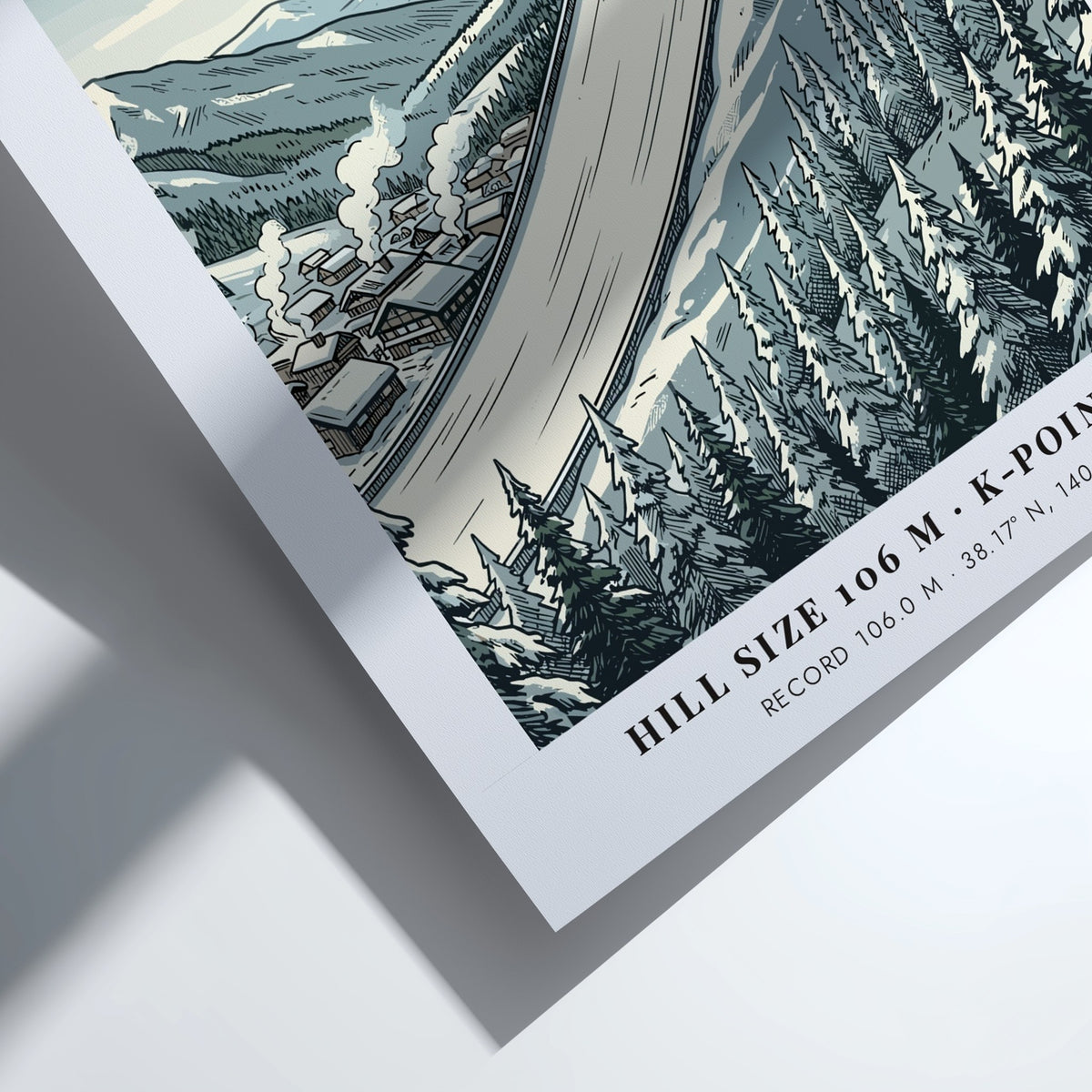 Poster featuring a ski jumper soaring over the Zao Yamagata mountain slopes in Japan.
